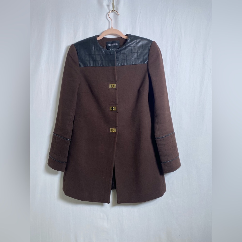 Etcetera Quilted Brown and Black Trench Coat